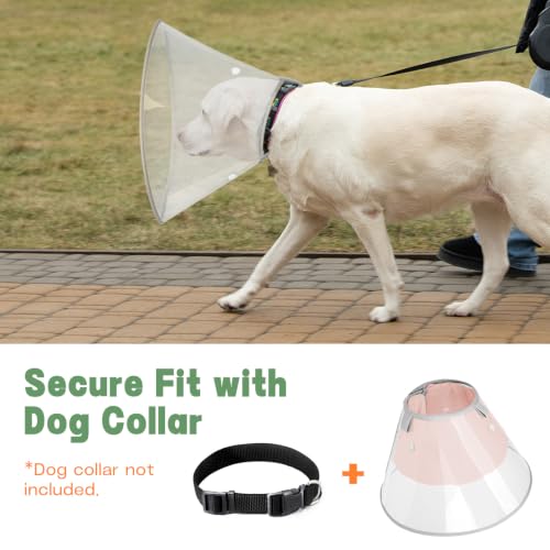 Dog Cone Collar with Soft Liner to Stop Licking (Pink / L(Depth: 9.8, Girth: 14-17.5))