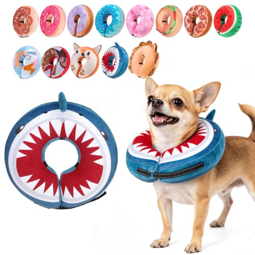 Dog Cone Collar Alternative After Surgery (Shark Donut / XS(Neck:9.5"-11.5"))