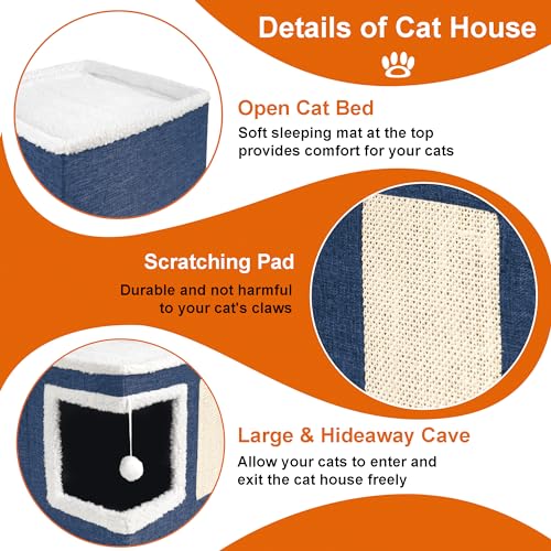 Cat Houses for Indoor Cats (S / Navy Blue)