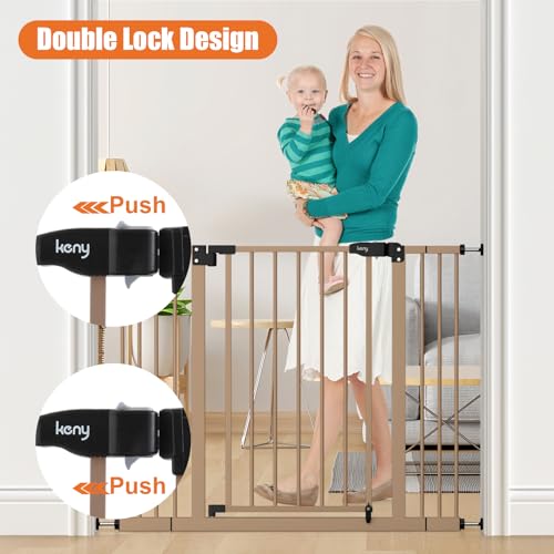 29" 42.5" Baby Gate for Stairs (Brown / 29-42.5"Wide, 30"Tall)