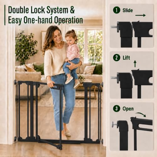 Clear Acrylic Baby Gate 48.42 (Black / 48.42-57.08"W)