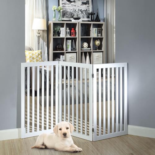 36”H Free Standing Pet Gate for Dog (White / 60"W×36"H)