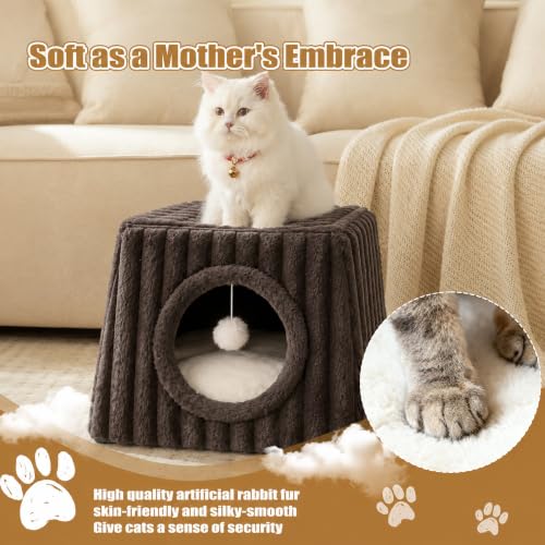 Cat Cave House 18.5"" x15.4 x15.4 XL with Fluffy Balls (Coffee / XL)