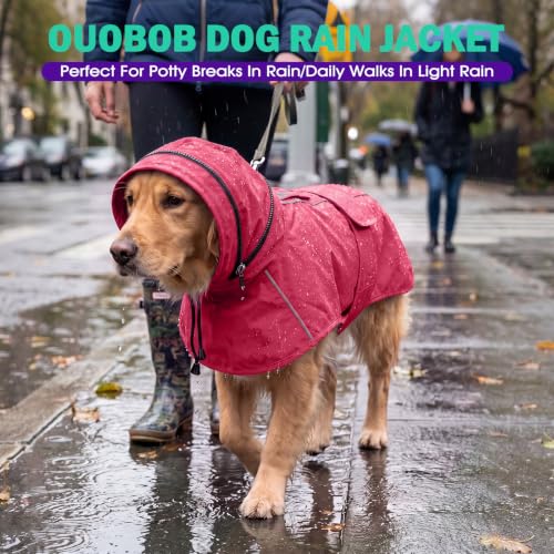 Dog Raincoat Waterproof Dog Rain Jacket with Hood (Pink / XX-Large)