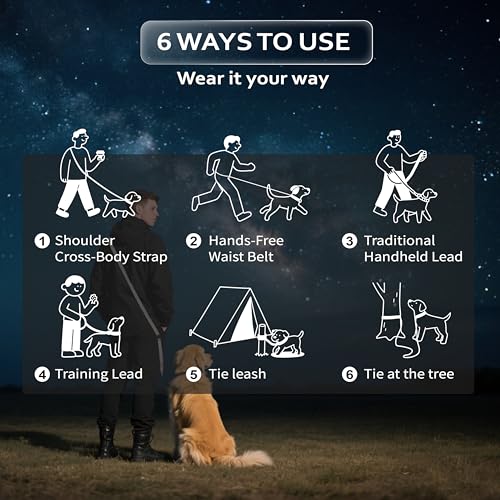 Hands Free Dog Leash (6–9.5 ft / Black)