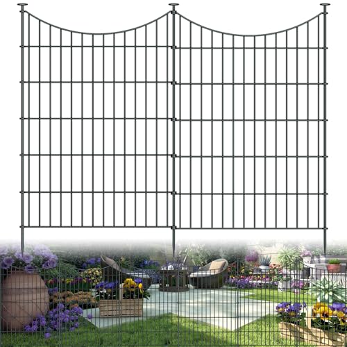 10 Panel No Dig Metal Garden Fence 40"H x 23.6'L Dog Fence Outdoor for Yard (10pc 23.6 ft(L) X 40 in(H)-Concave)