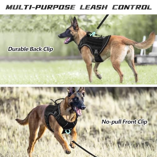 Black Tactical Dog Harness for Extra Large Dogs (Black / XX-Large: 110-160 lbs (Chest:36-43",Neck:26-37"))