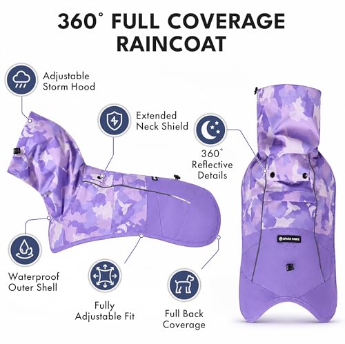 Dog Raincoat Waterproof Rain Jacket w (Camo Purple / Small)