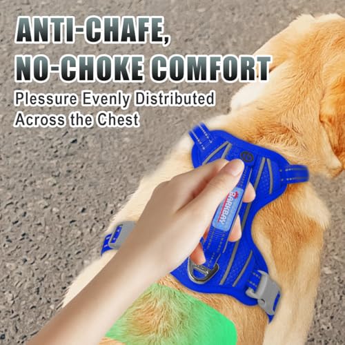 Dog Harness for Large Dogs No Pull Dog Vest ID Tag Pocket (Sapphire Blue / X-Large)