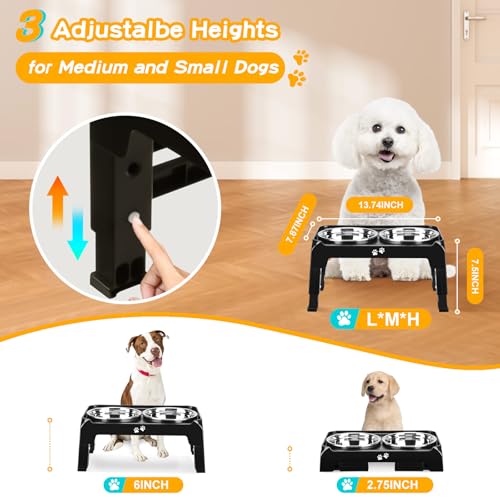 Elevated Dog Bowls for Small Medium Dogs (Black / 6" for Small Dogs)