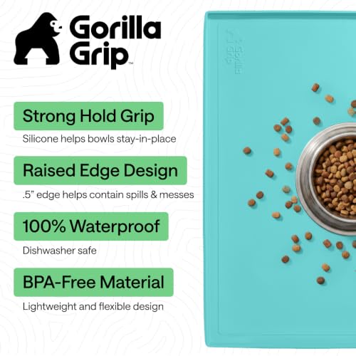 Waterproof Dog Food Mat (Turquoise / 16" x 10")