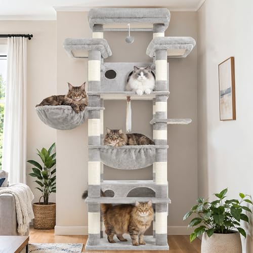 Cat Tree 74" Tower for Large Cats (74 inch / Light gray)