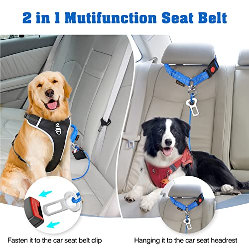 Chew Proof Dog Car Seat Belt (Blue / 2 Pack)