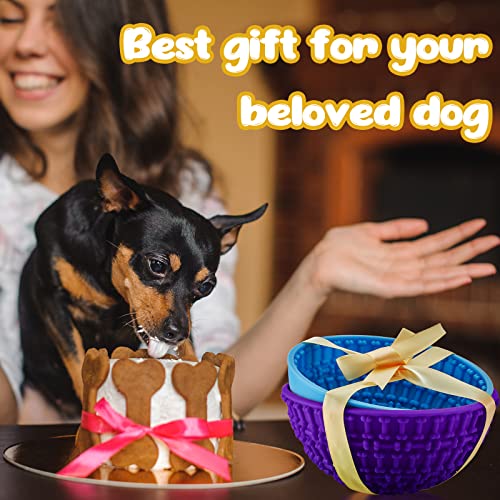 2 Pcs Dog Lick Bowl (Blue, Purple)