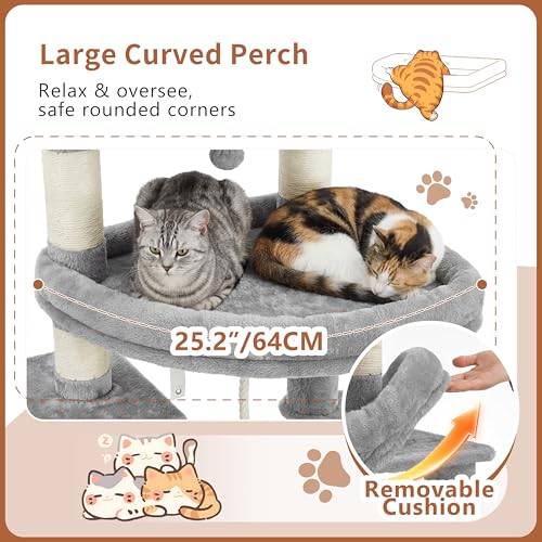 Cat Tree, 74-Inch Streamlined Cat Tower for Large Cats HCT061W (74 inch / Light Gray)