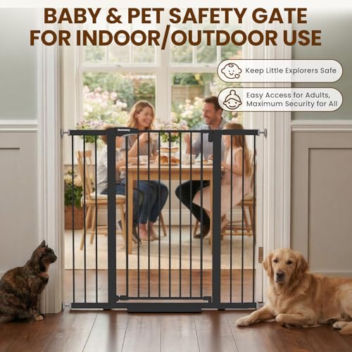 36" Extra Tall Baby Gate for Stairs (Black / 29.7-48"W x 36"H)