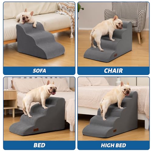 Dog Steps for Bed or Couch (Grey / Standard 4-Step 17.4"H)