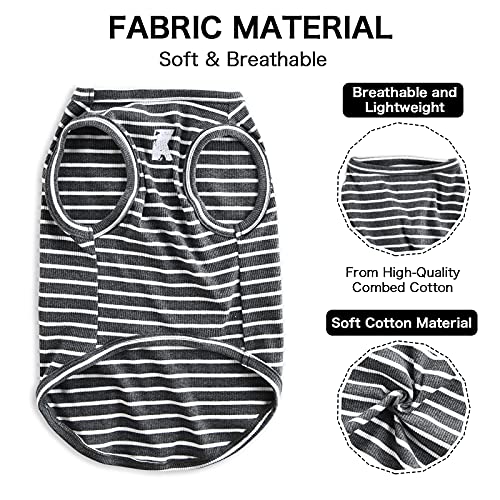 Dog Shirt Striped Lightweight Tank Top Stretchy (Black + Grey / 6XL-(70~95lb) | Chest(~39"))
