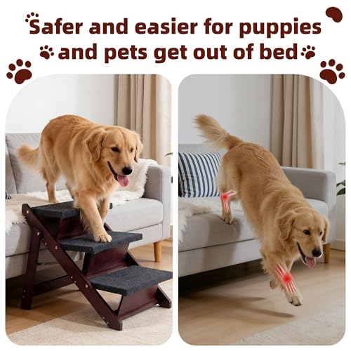 Wooden Pet Stairs (3 Steps – For Sofas & Low Beds (18–26 in) / 24.8" L x 17.2" W x 19.5" H)