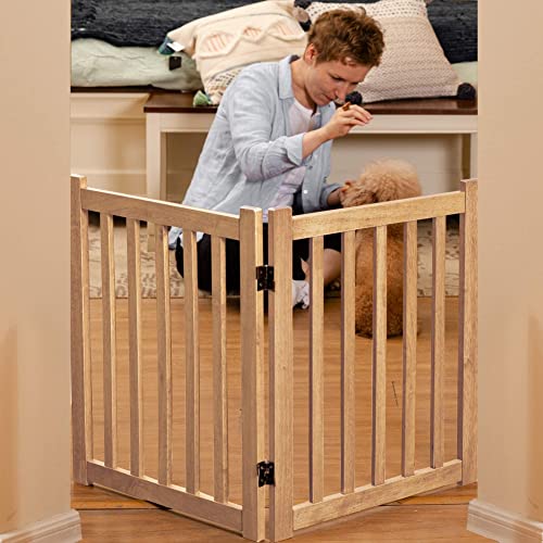 Wooden Free Standing Dog Gate 40" W x 24" H (Natural / 40"W x 24"H)