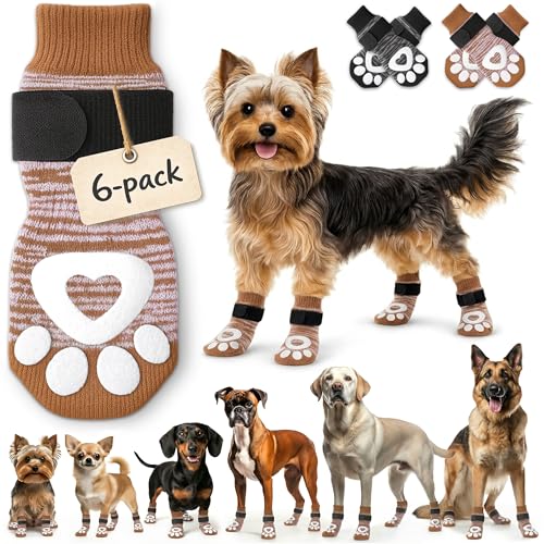 Anti Slip Dog Socks (Brown / XS)