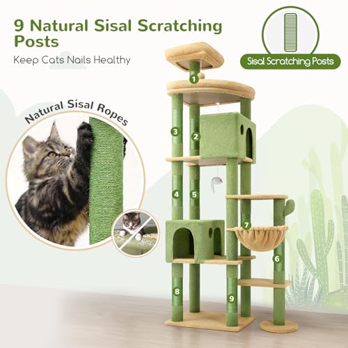 Cactus Giant Cat Tree for Indoor Large Cats (83inch / Cactus)
