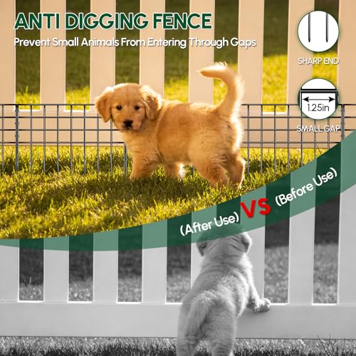 42.5ft(L) x 13in(H) Garden Fence Animal Barrier, 30 Panels No Dig Fence Panels for Dog Rabbit, Rustproof Metal Dig Defence Fencing Bottom Barrier, Anti Digging Garden Edging Border for Outdoor, Yard (30 Panels, 42.5ft(L) x 13in(H) / Black)