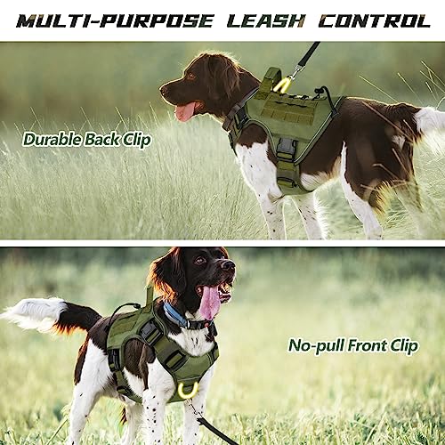 Green Tactical Dog Harness for Extra Large Dogs (Green / XX-Large: 110-160 lbs (Chest:36-43",Neck:26-37"))