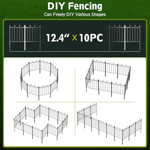 Decorative Garden Fence (10 Panels-24in(H)x10.4ft(L))