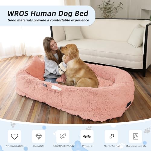 Human Dog Bed for Adult (71.0"L x 45.0"W x 12.0"Th / Pink)
