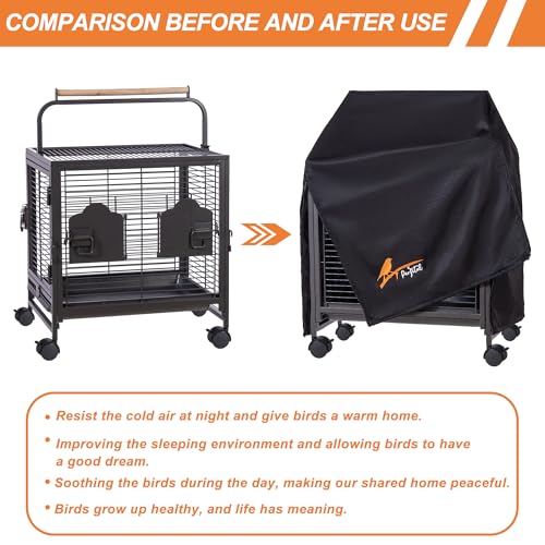 Small Black Blackout Bird Cage Cover (18.9"L x 15"W x 25.6"H)