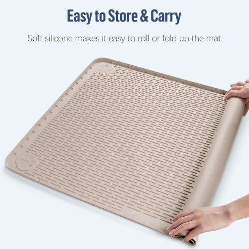 Pee Pad Holder for Dogs 50''x35'' Silicone Puppy Pee Pad Tray (Khaki)