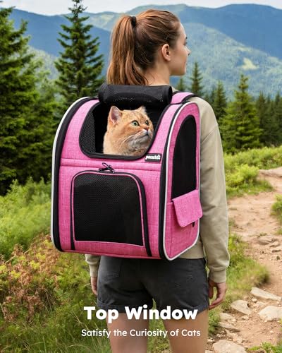 Cat Backpack Extendable (Pink / 12.6"L x 10.2"W x 16.5"H)