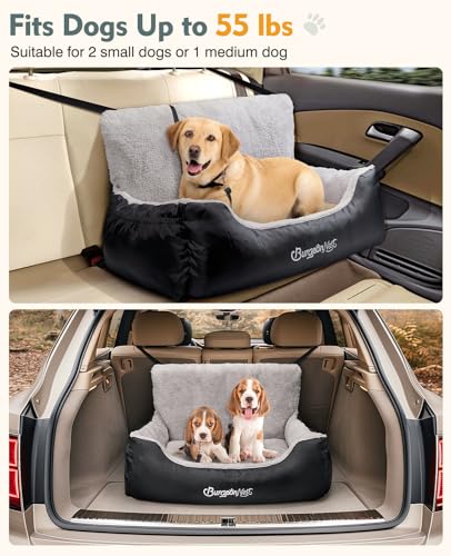 Dog Car Seat for Small Dogs & Cats Under 55 lbs (Black / Large)