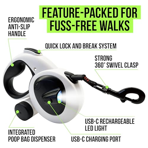 AVANTO Retractable Dog Leash with Flashlight