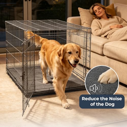 Dog Crate Pan Cover with Softer Fluffy Top for 42 inch Pet Cage (Fits 42 inch Crate Pan / Deep Gray)