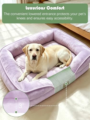 Orthopedic Dog Bed with Sides (42.0"L x 32.0"W x 6.5"Th / Purple)