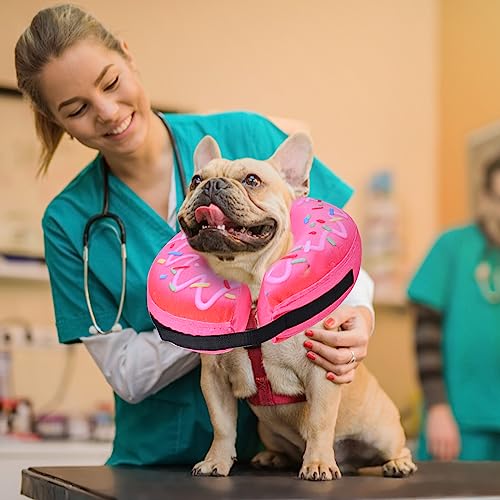 Inflatable Dog Cone Collar for After Surgery (Pink Donut / Small (Neck: 6"-11"))