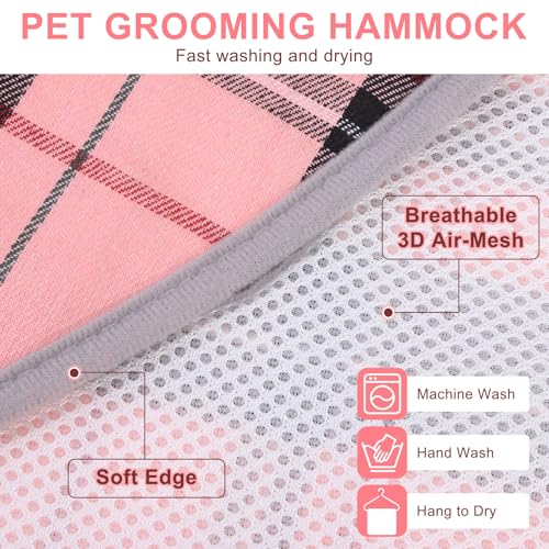 Dog Grooming Hammock for Small Dogs (S (Leg Spacing: 7-10.2" / Max W: 30lbs) / Pink)