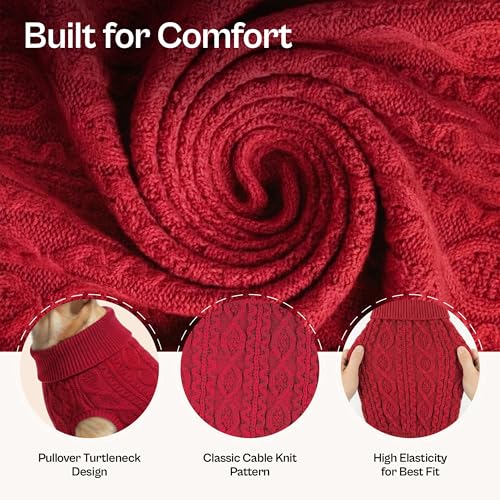Dog Sweaters Pull Over (XS / Cable Knit Red)