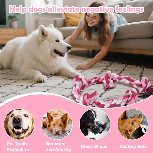 Dog Rope Toy for Large Dogs (Pink / Large)