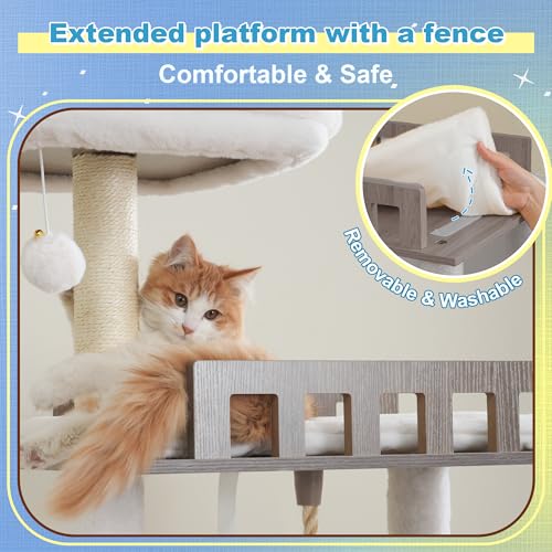 Wooden Cat Tree (Rustic Gray)