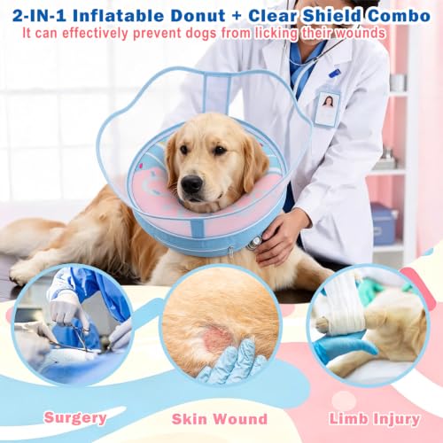 Soft Cone for Dogs to Stop Licking 2 (BluePink / M (Neck 9.5"-12.5"))