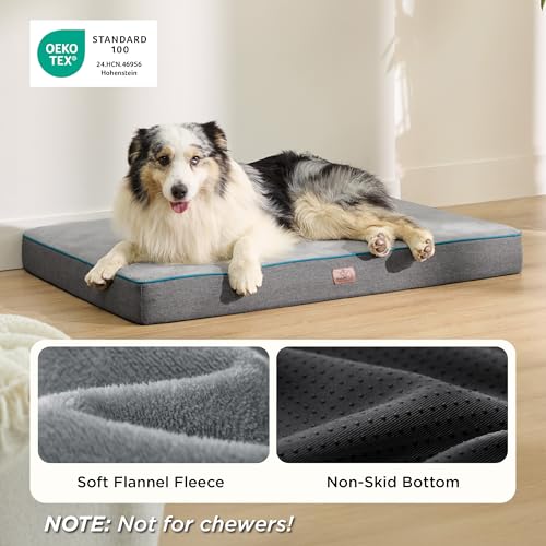 Memory Foam XL Dog Bed (41"L x 29"W x 3.5"Th / Grey)