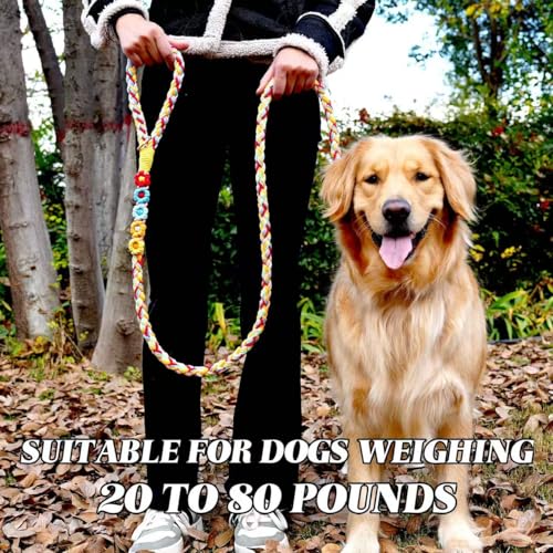 5FT Braided Cotton Rope Leash for Small (Sunny Garden)