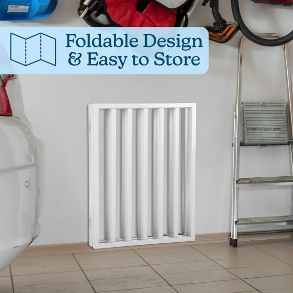 Pet Gate - 3-Panel Indoor Foldable Dog Fence for Stairs, Hallways, or Doorways - 55x24-Inch Retractable Freestanding Dog Gates by PETMAKER (White) (White / 3 Panel)
