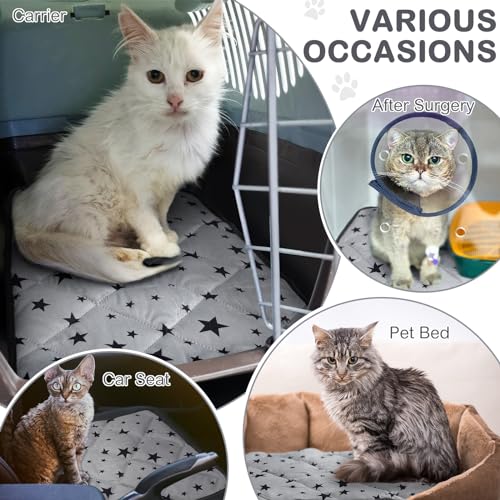 4 Pack Self Warming Cat Bed Self Heating Cat Mat Star Pattern Soft Dog Crate Pad Thermal Pet Mat Anti Slip Kennel Dog Washable Warming Bed for Outdoor Indoor (20 x 27.5 Inch / Gray)