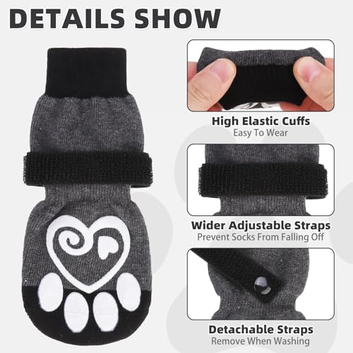 Dog Socks for Hot (Dark Grey / Large(4 Pack))