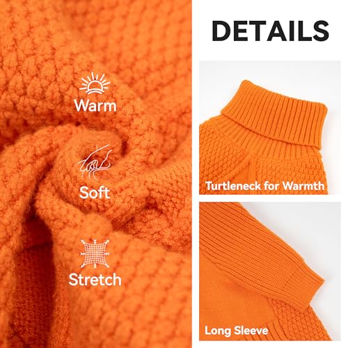 Dog Sweater Long Sleeve Knitted Turtleneck Pullover Warm Clothes (Orange / XXXX-Large)