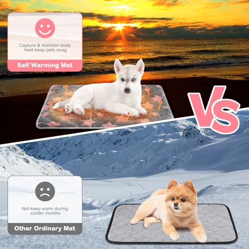 4 Pack Self Heating Cat Bed Cat Self Warming Pad with Removable Cover Extra Warm Thermal Pet Pad Washable Pet Crate Mat Anti Slip Kennel for Indoor Outdoor Pets (24 x 35 Inches)